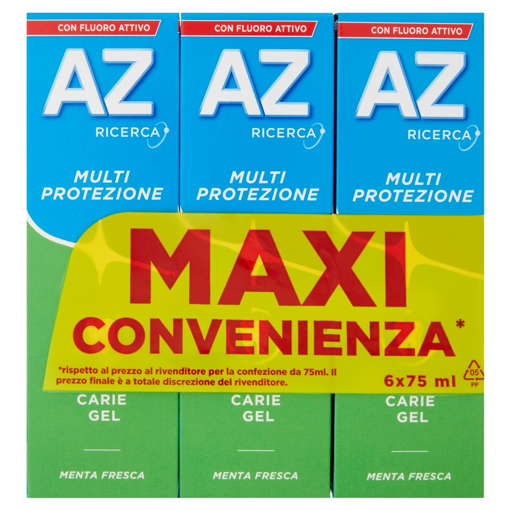 AZ Dentifricio Multi Protezione Carie Gel Menta Fresca 6x75 ml